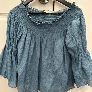 Beautiful Blue Cotton Blouse - size Small